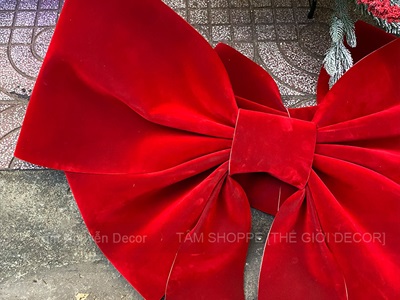 [Order 3 - 4 ngày] Nơ đỏ Bitis phun nhung 4 cánh - 2 lớp [Đứng form - Nhiều cỡ] PK-NO-09